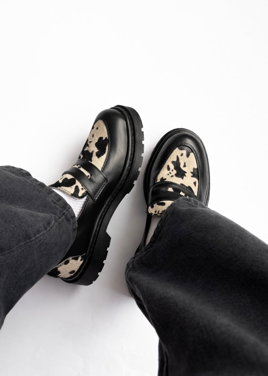 Mocasines Penny Loafers Cowboy Negros